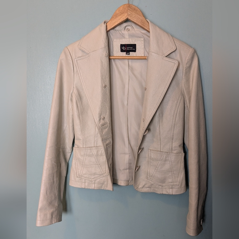 UB Leather Cream Ivory Blazer Jacket Soft Leather S